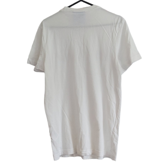 Adidas Mens White Graphic T-Shirt Top Size XS Spellout Aztec Pattern Logo Print - Picture 3 of 6